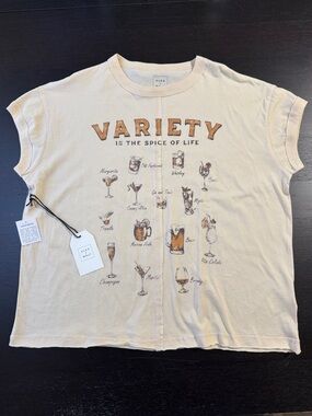 Cleo + Wolf Graphic Tee Cream “Variety Is The Spice of Life” Short Sleeve NWT